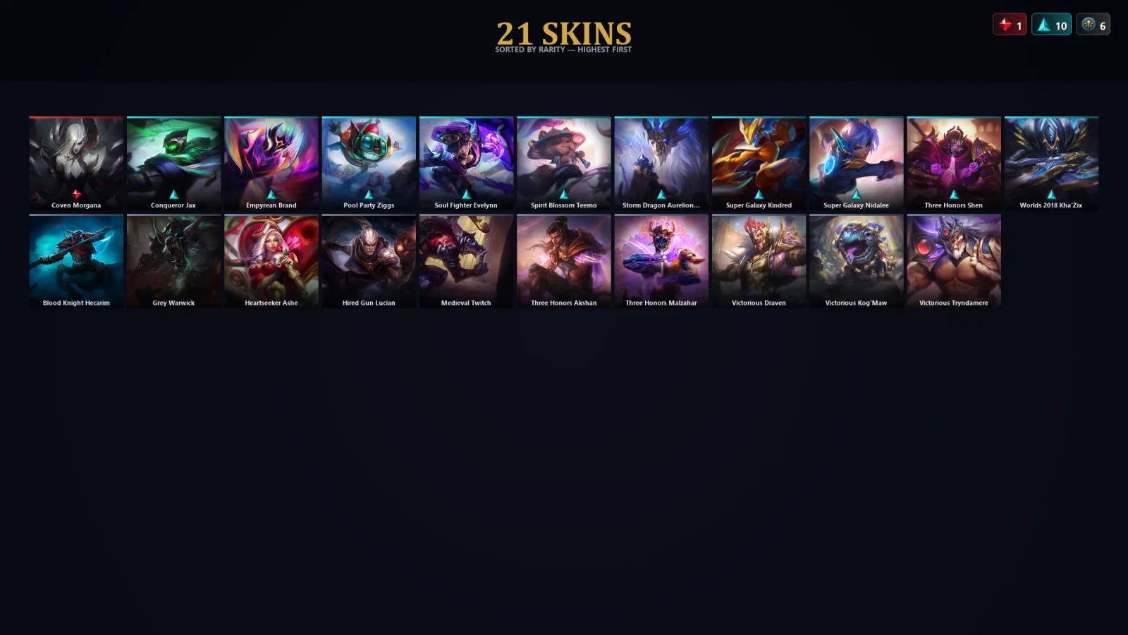 [LoL] | EUW | Level 53 | Diamond III | 67 Champions | 21 Skins | 21,701 BE