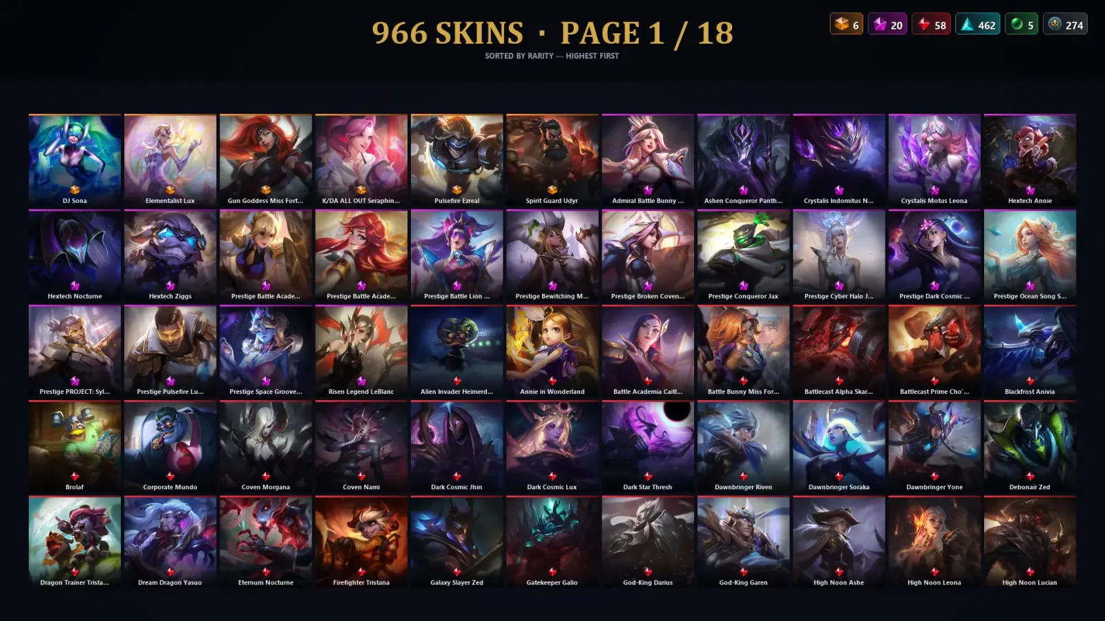 [LoL] | EUW | Level 94 | 169 Champions | 966 Skins | 47,102 BE