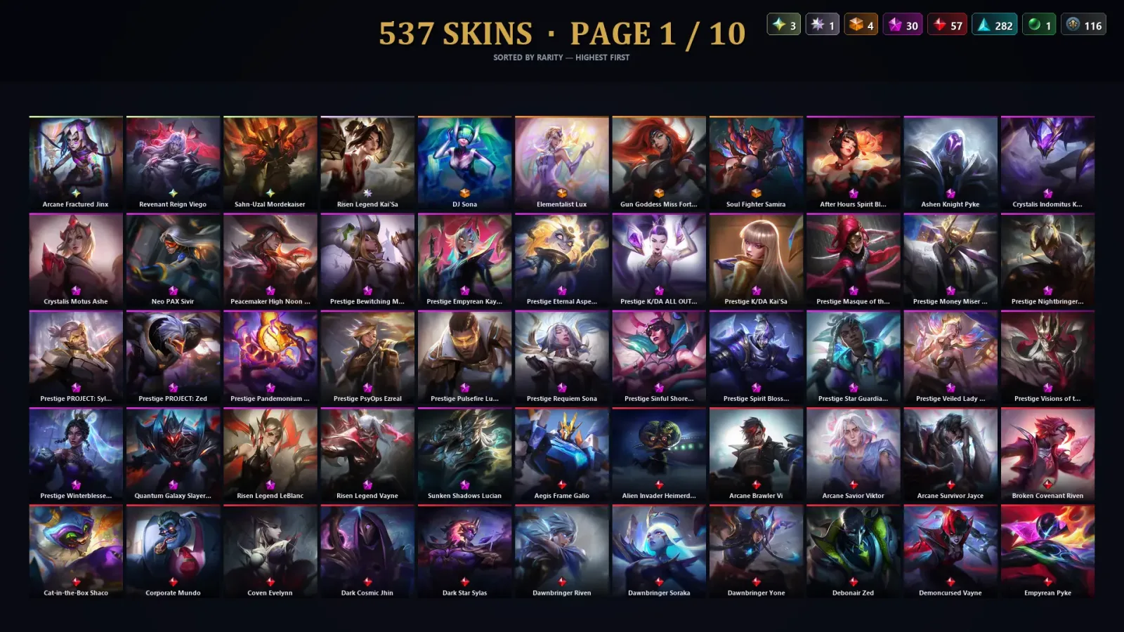 [LoL] | EUW | Level 458 | 167 Champions | 537 Skins | 209,136 BE