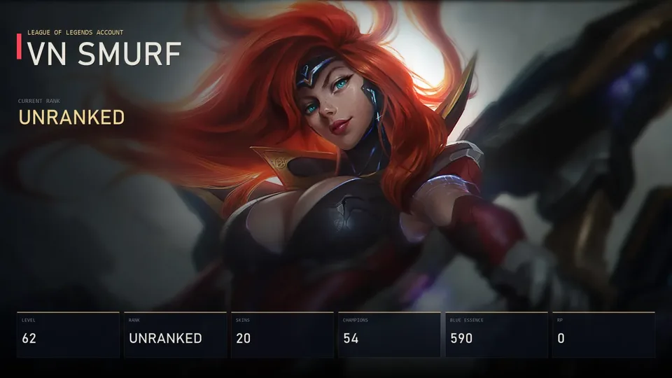VN | Gun Goddess Miss Fortune | Pulsefire Ezreal | Corporate Mundo | God Fist Lee Sin | Death Sworn Zed | Unranked | 20 Skin | 54 Champion — main preview