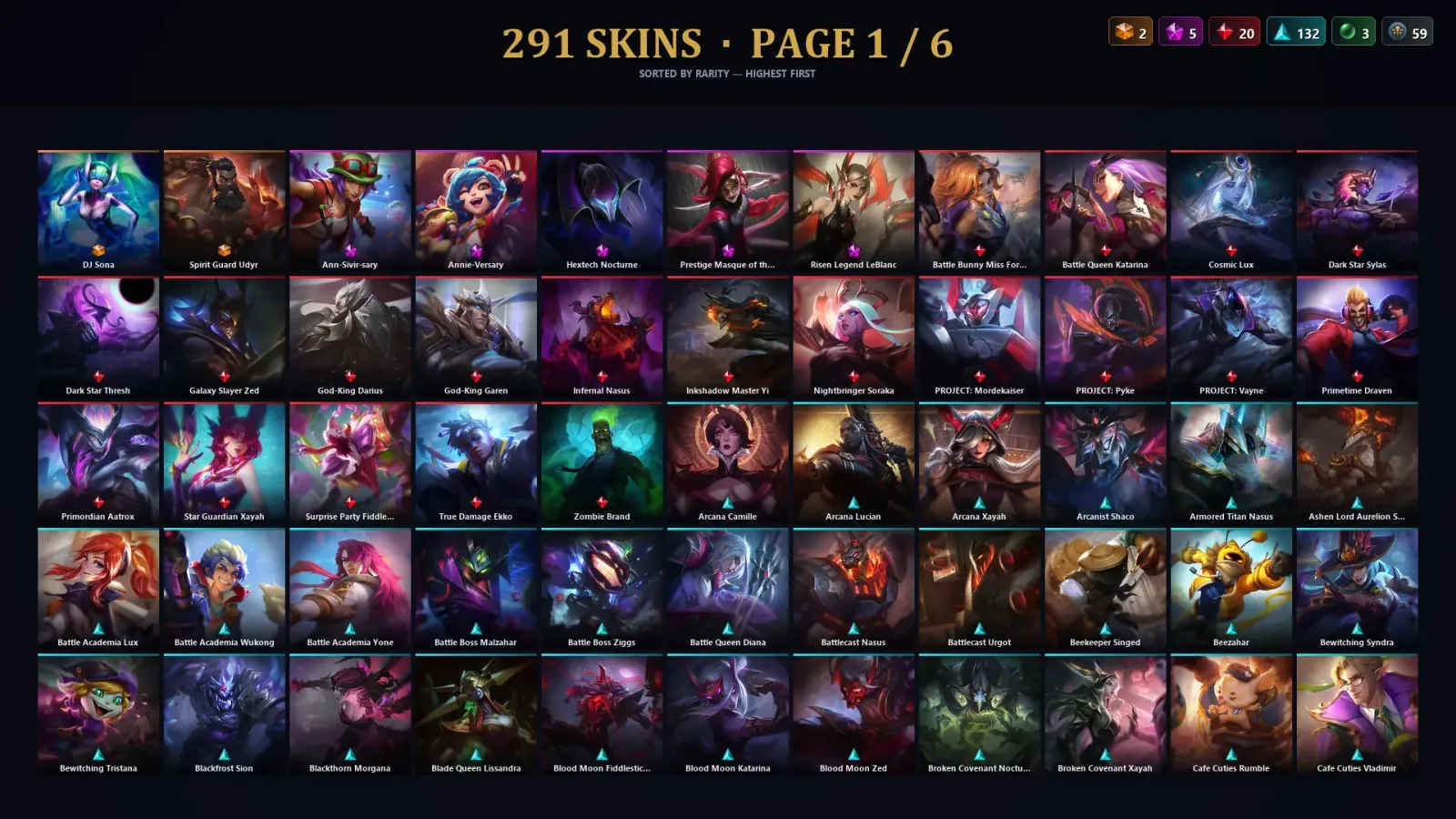 [LoL] | EUW | Level 500 | 172 Champions | 291 Skins | 112,802 BE — LoL account