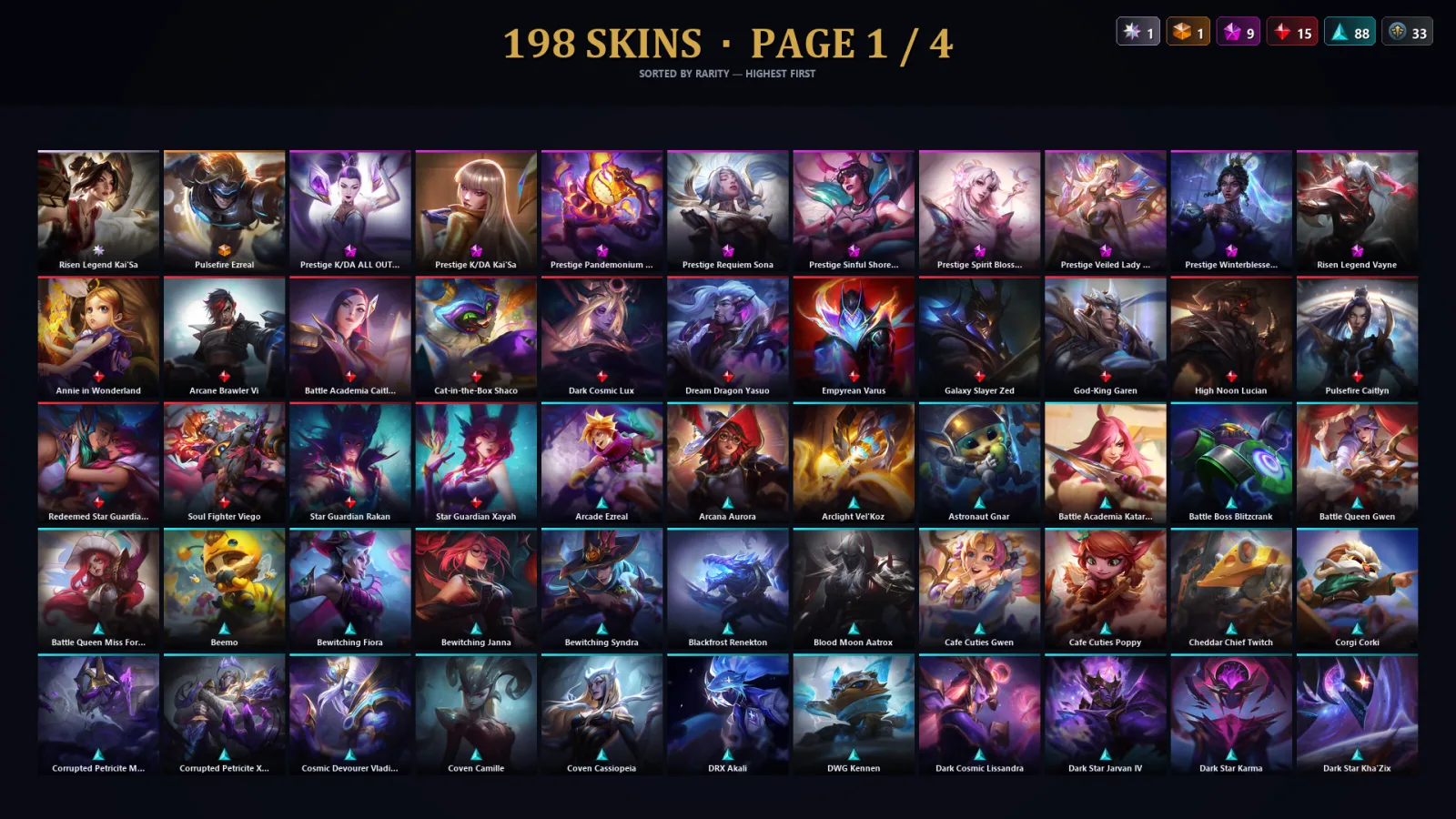 [LoL] | TR | Level 182 | Platinum IV | 173 Champions | 166 Skins | 27,401 BE