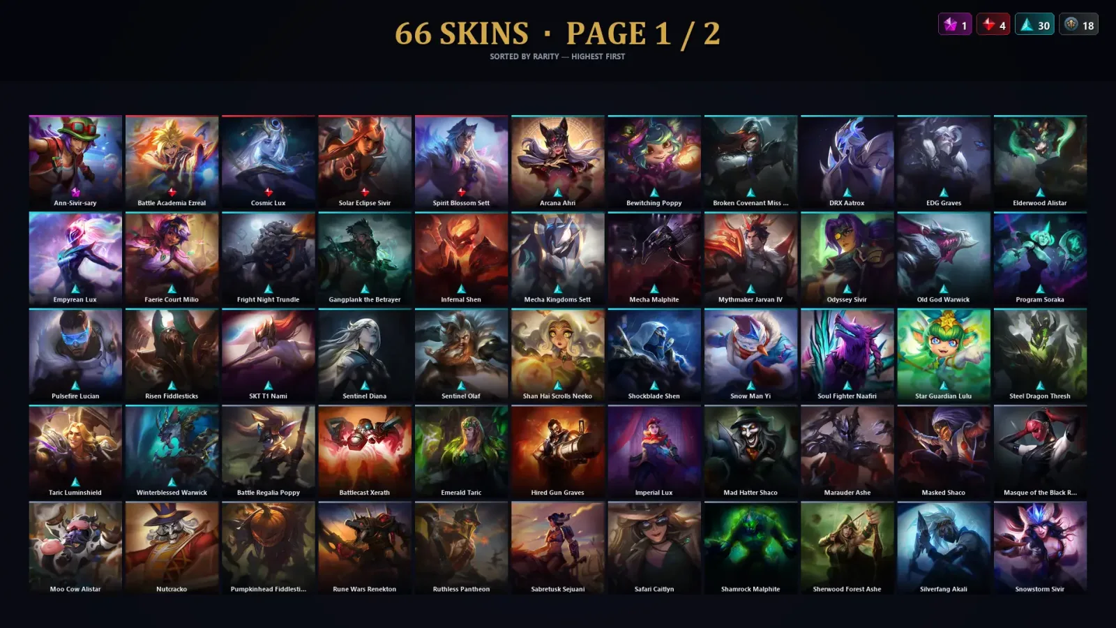 [LoL] | TR | Level 180 | Gold I | 173 Champions | 66 Skins | 76,284 BE