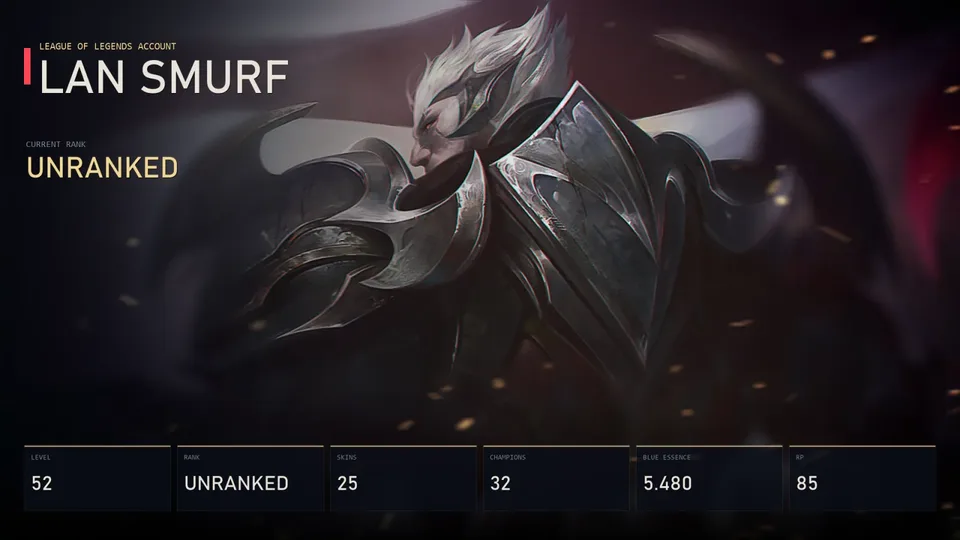 LAN | God-King Darius | Lunar Guardian Warwick | SSG Ezreal | Odyssey Ziggs | Firecracker Sett | Unranked | 25 Skin | 32 Champion — main preview