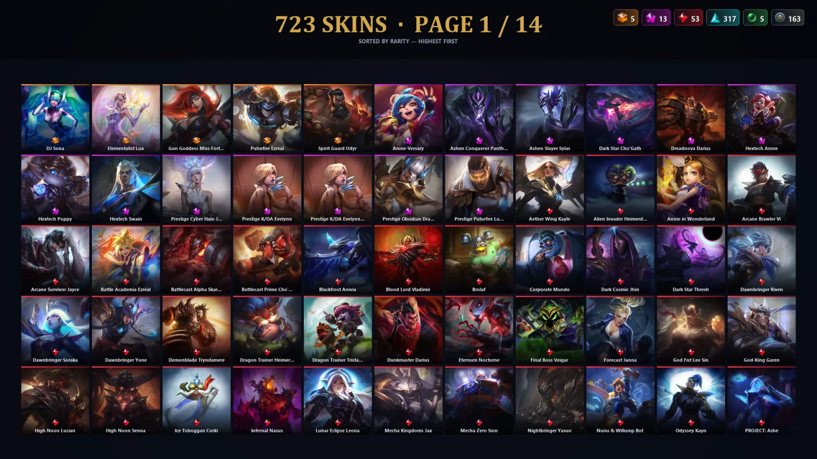 [LoL] | EUW | Level 248 | 172 Champions | 691 Skins | 35,243 BE