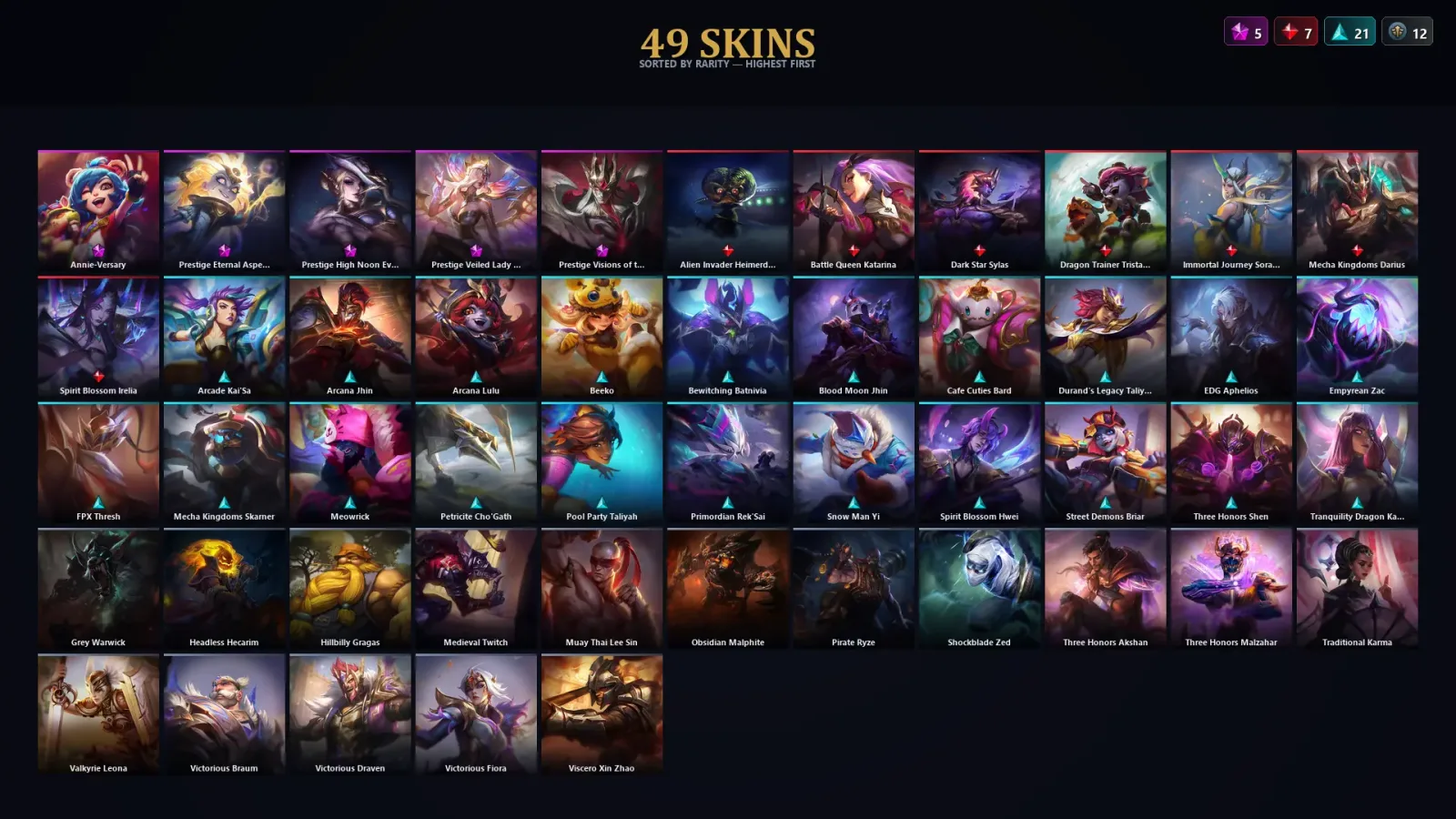 [LoL] | TR | Level 99 | Emerald II | 139 Champions | 49 Skins