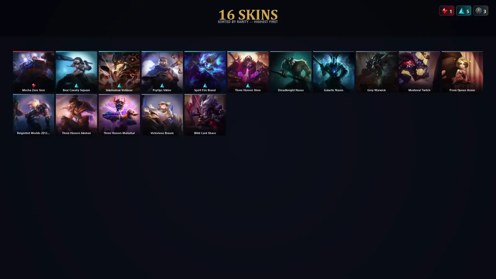 [LoL] | EUW | Level 53 | Diamond II | 69 Champions | 16 Skins | 15,651 BE
