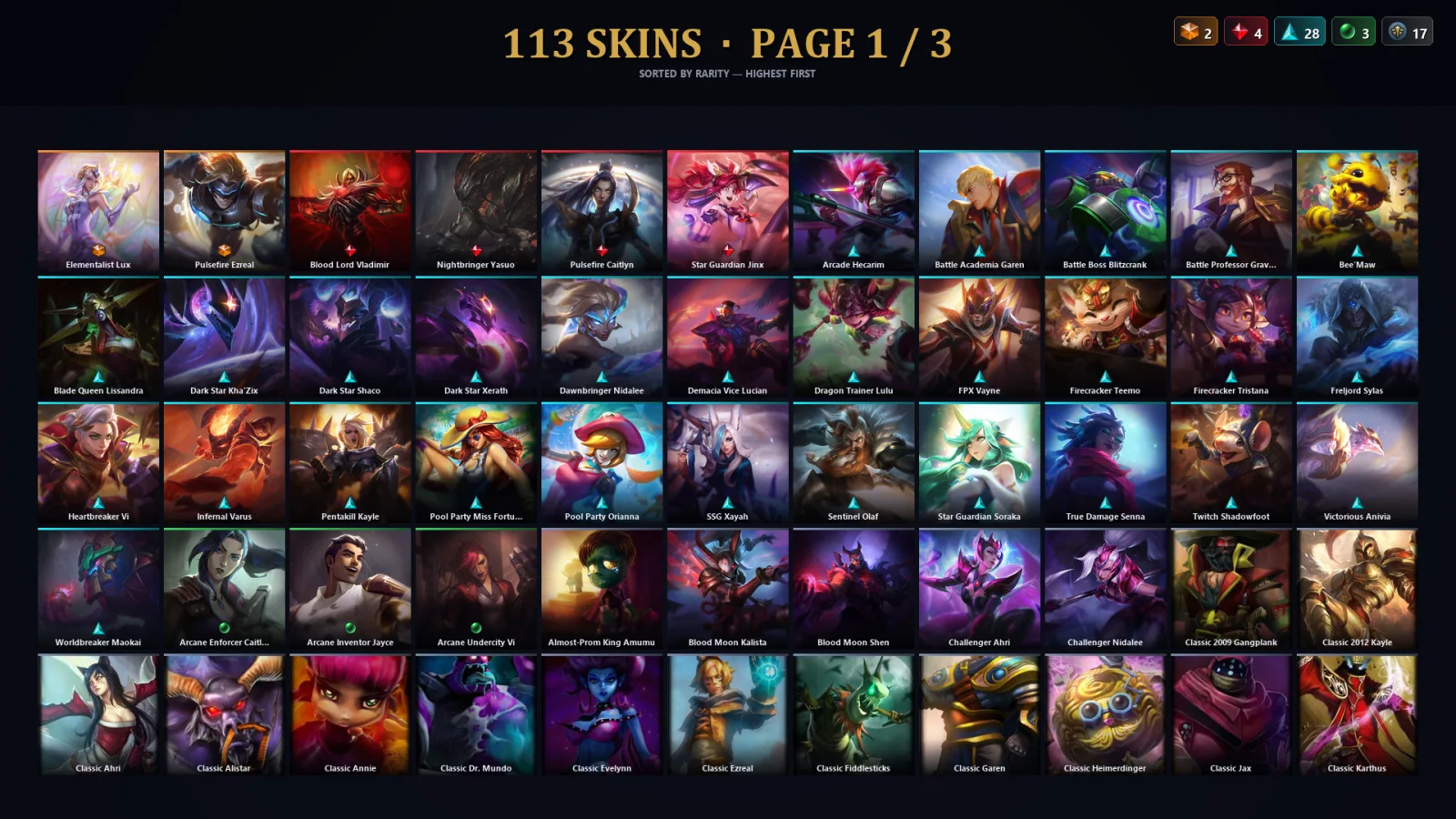 [LoL] | TR | Level 278 | Gold III | 138 Champions | 113 Skins | 142,132 BE