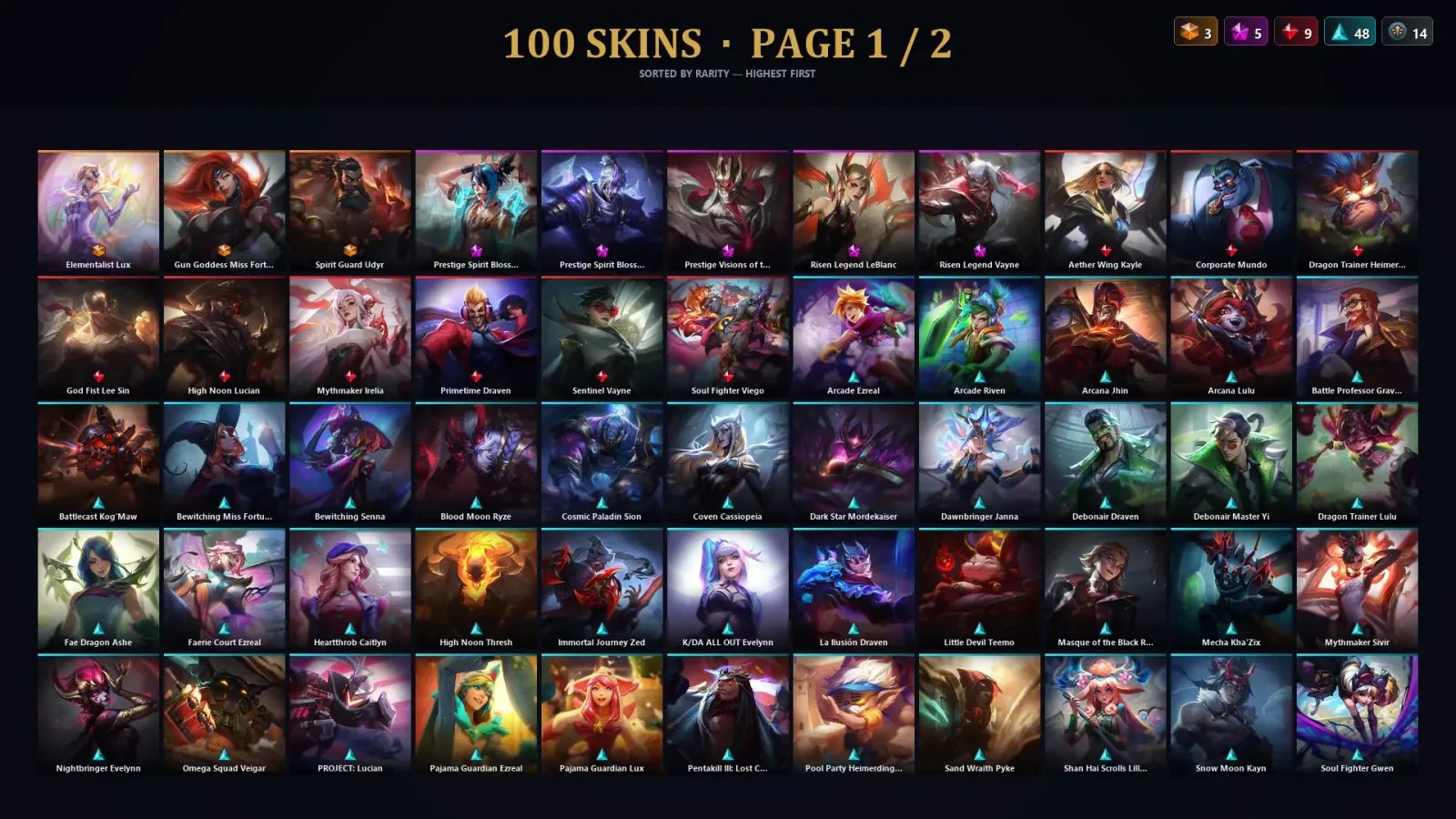 [LoL] | TR | Level 176 | Platinum I | 172 Champions | 100 Skins — LoL account