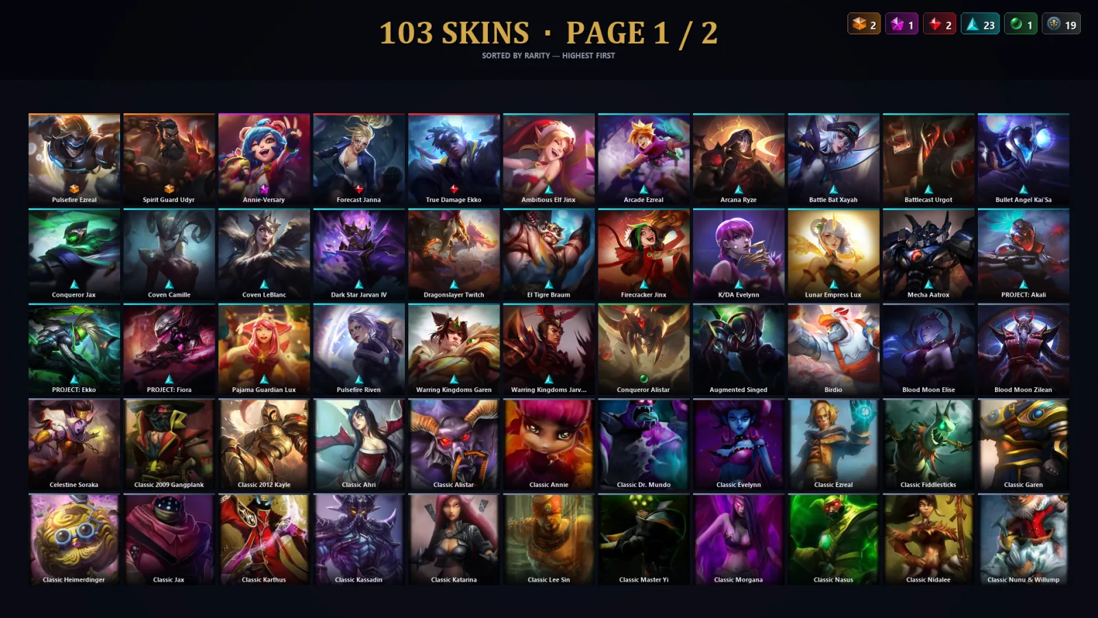 [LoL] | TR | Level 271 | Gold I | 121 Champions | 71 Skins