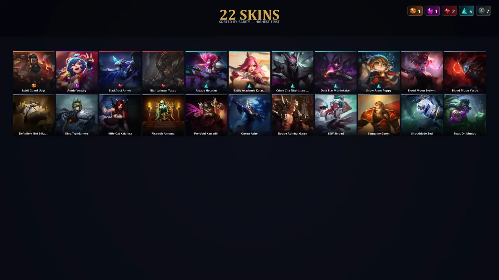 [LoL] | TR | Level 88 | 54 Champions | 22 Skins