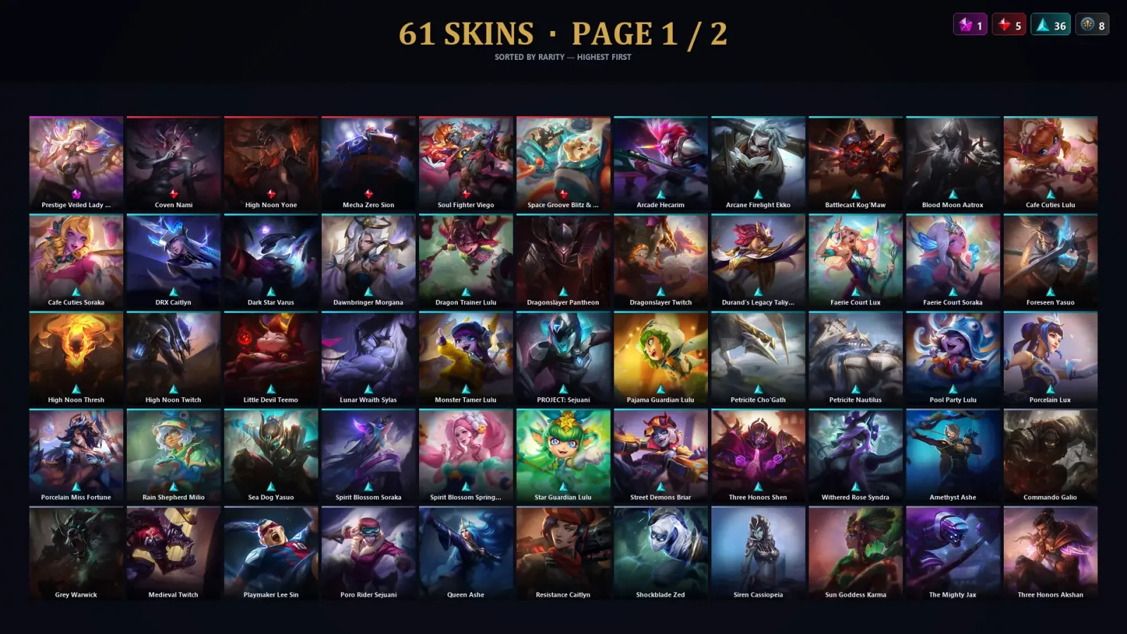 [LoL] | TR | Level 143 | Emerald II | 134 Champions | 61 Skins