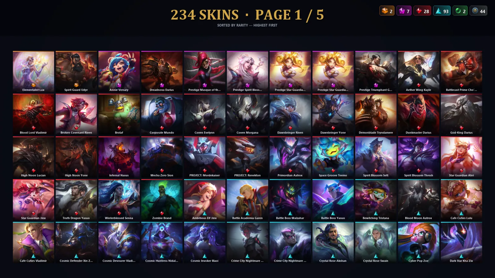 [LoL] | TR | Level 411 | 163 Champions | 234 Skins | 56,956 BE — Big Bad Warwick