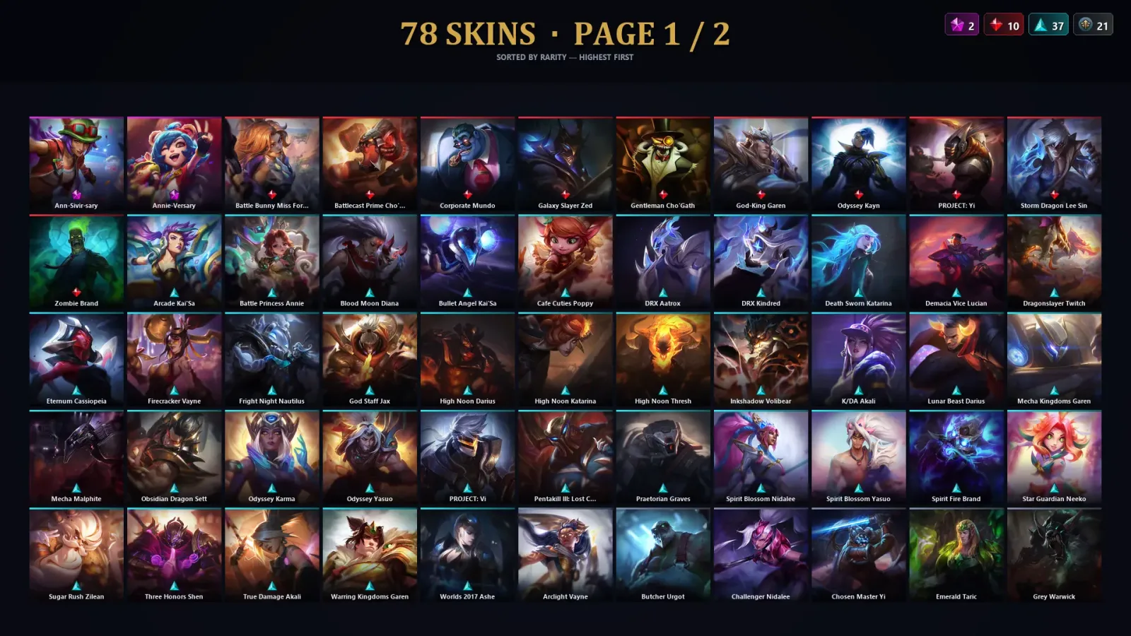 [LoL] | TR | Level 202 | Gold II | 172 Champions | 78 Skins — LoL account