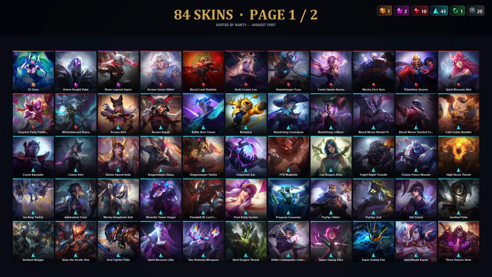 [LoL] | TR | Level 194 | Platinum I | 146 Champions | 84 Skins | 94,663 BE