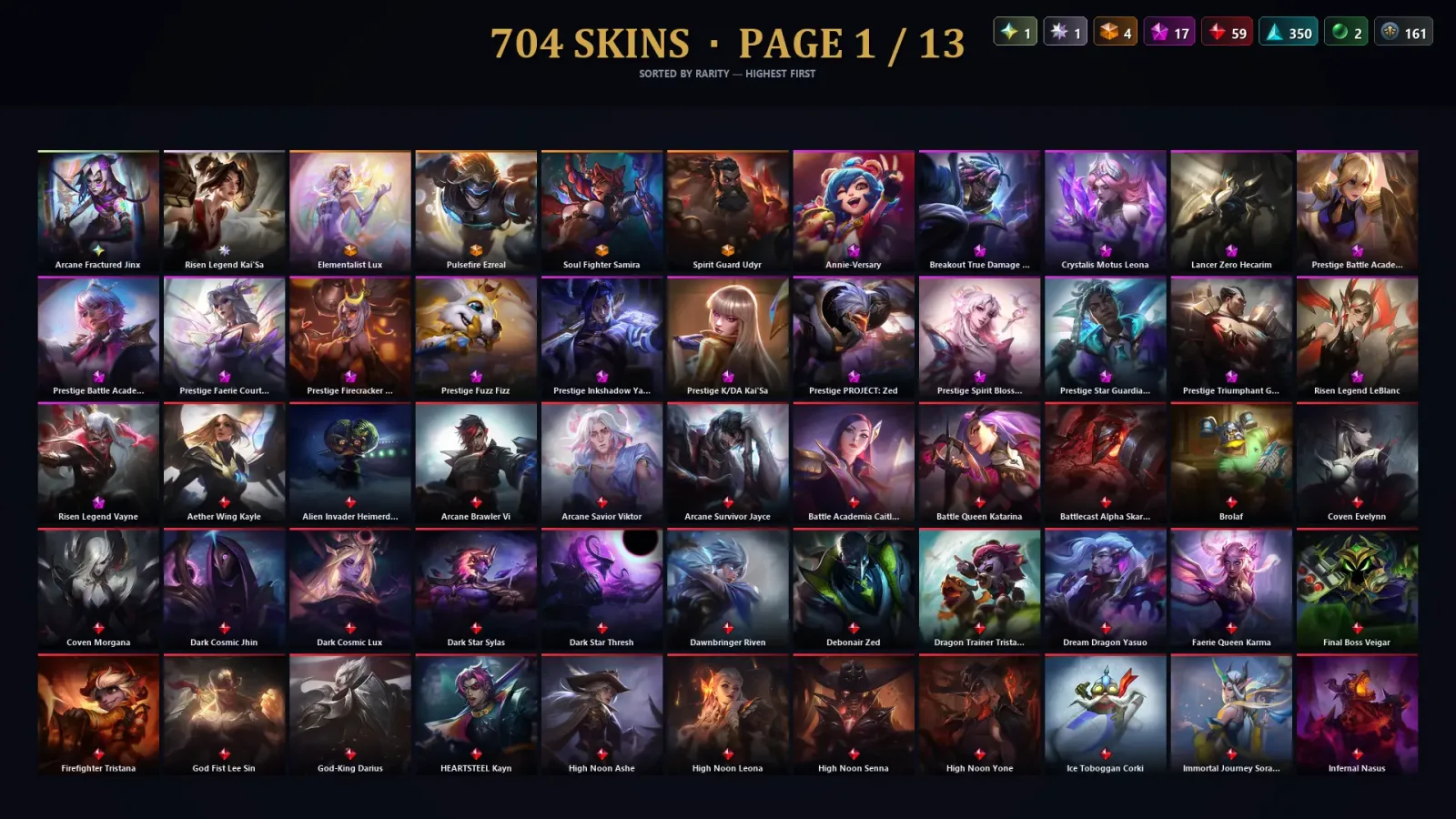 [LoL] | TR | Level 500 | 171 Champions | 704 Skins | 89,286 BE — LoL account