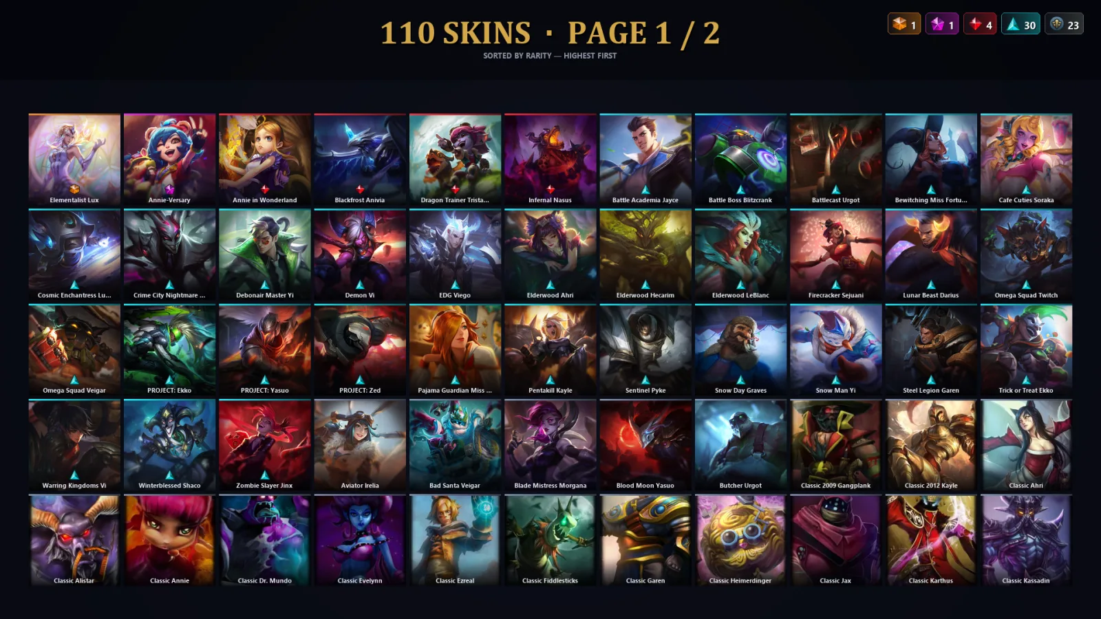 [LoL] | TR | Level 280 | 145 Champions | 78 Skins