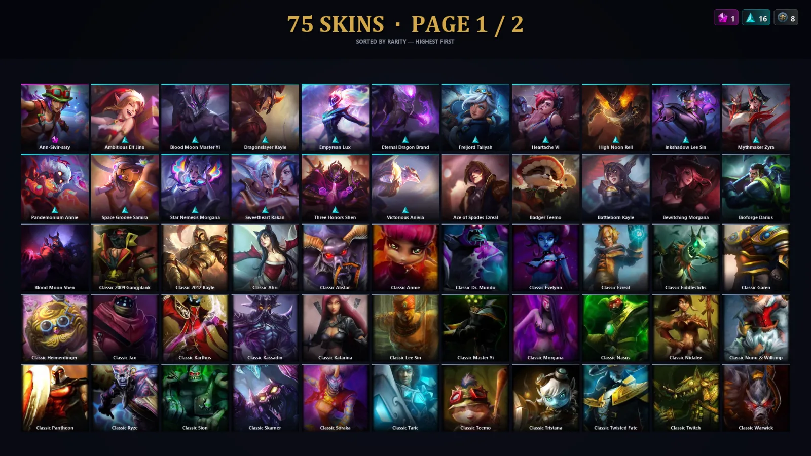 [LoL] | TR | Level 164 | Diamond I | 153 Champions | 43 Skins