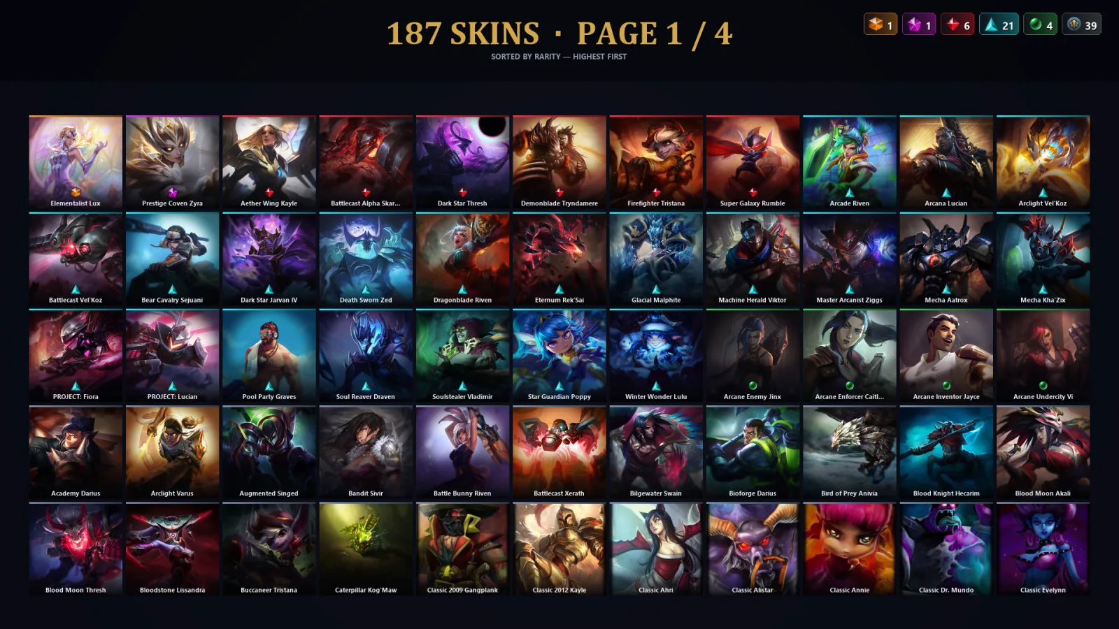 [LoL] | TR | Level 197 | 164 Champions | 187 Skins | 57,746 BE