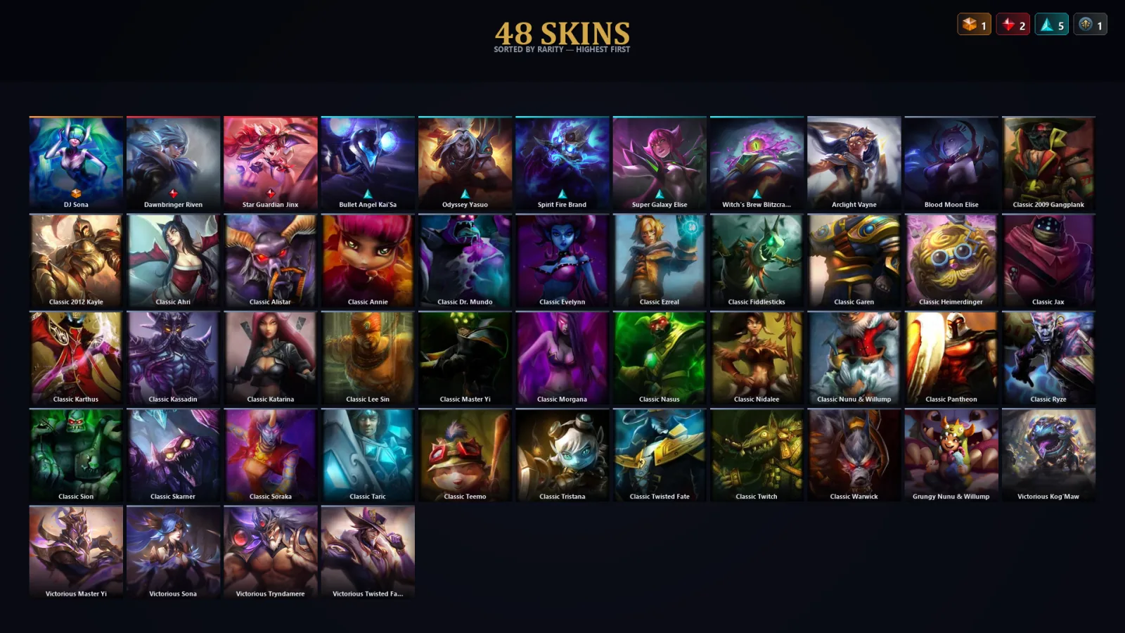 [LoL] | EUW | Level 52 | 53 Champions | 16 Skins