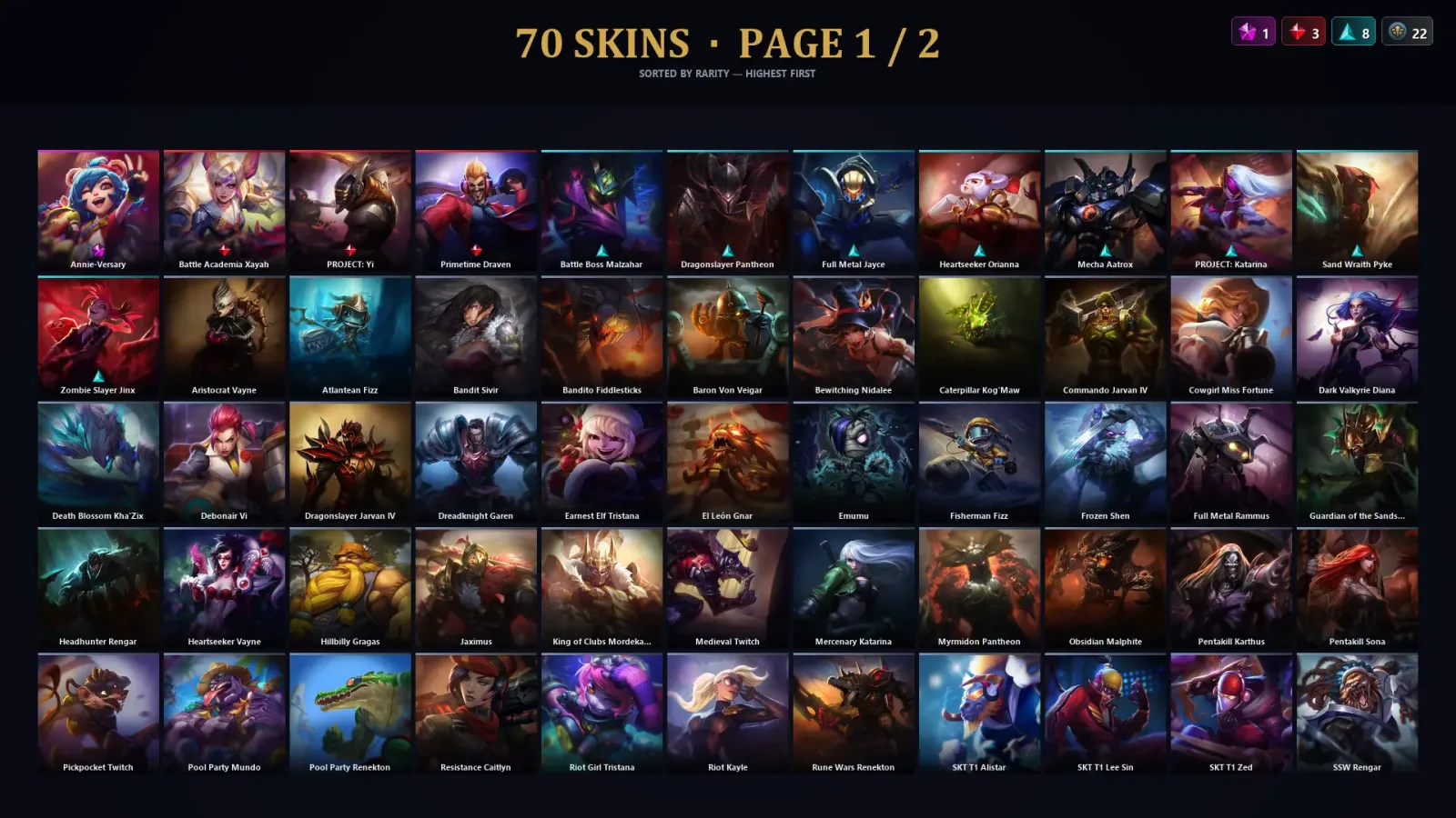 [LoL] | TR | Level 86 | 131 Champions | 70 Skins