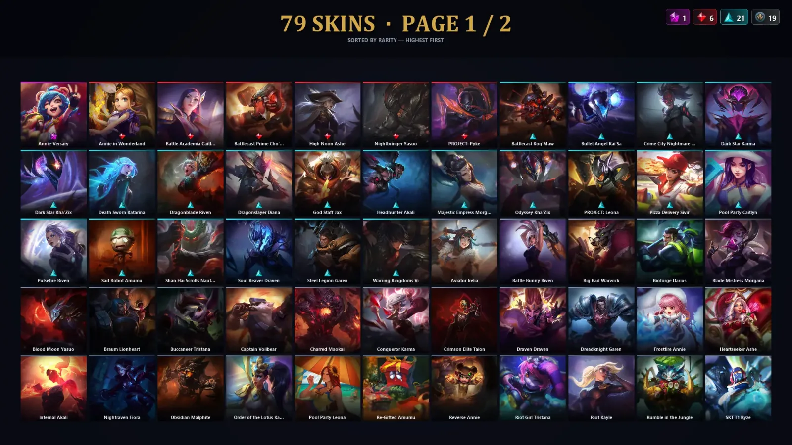 [LoL] | TR | Level 168 | 69 Champions | 79 Skins | 25,360 BE — LoL account