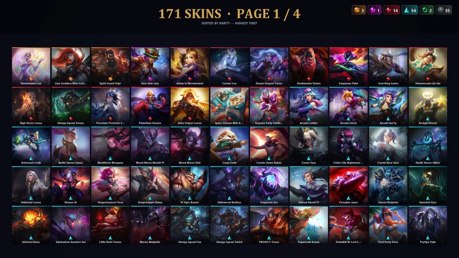 [LoL] | TR | Level 300 | Bronze IV | 165 Champions | 171 Skins | 119,435 BE