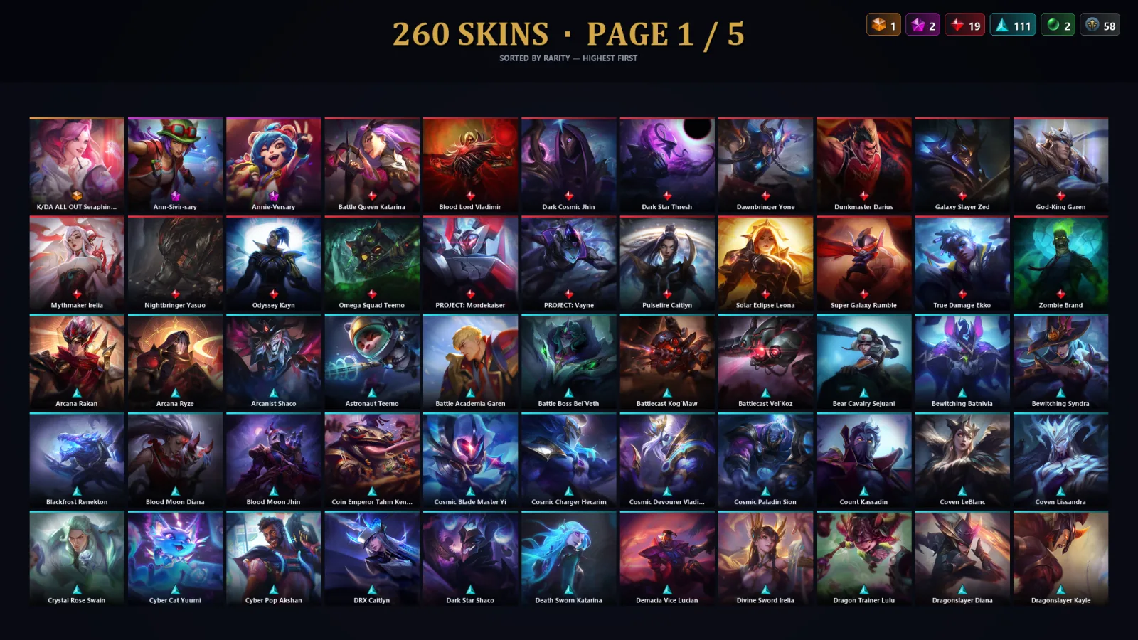 [LoL] | TR | Level 500 | Platinum IV | 173 Champions | 228 Skins | 34,443 BE