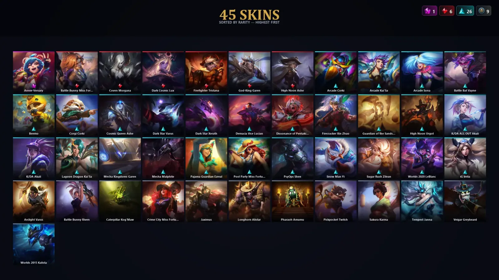 [LoL] | TR | Level 151 | 88 Champions | 45 Skins — LoL account