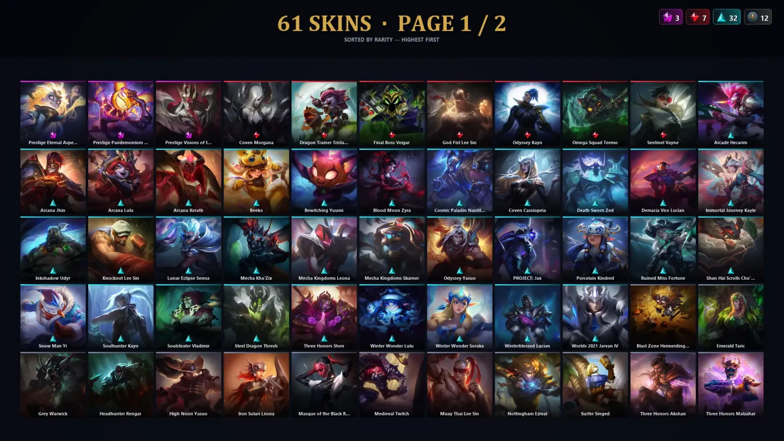 [LoL] | TR | Level 126 | Bronze II | 115 Champions | 61 Skins — LoL account