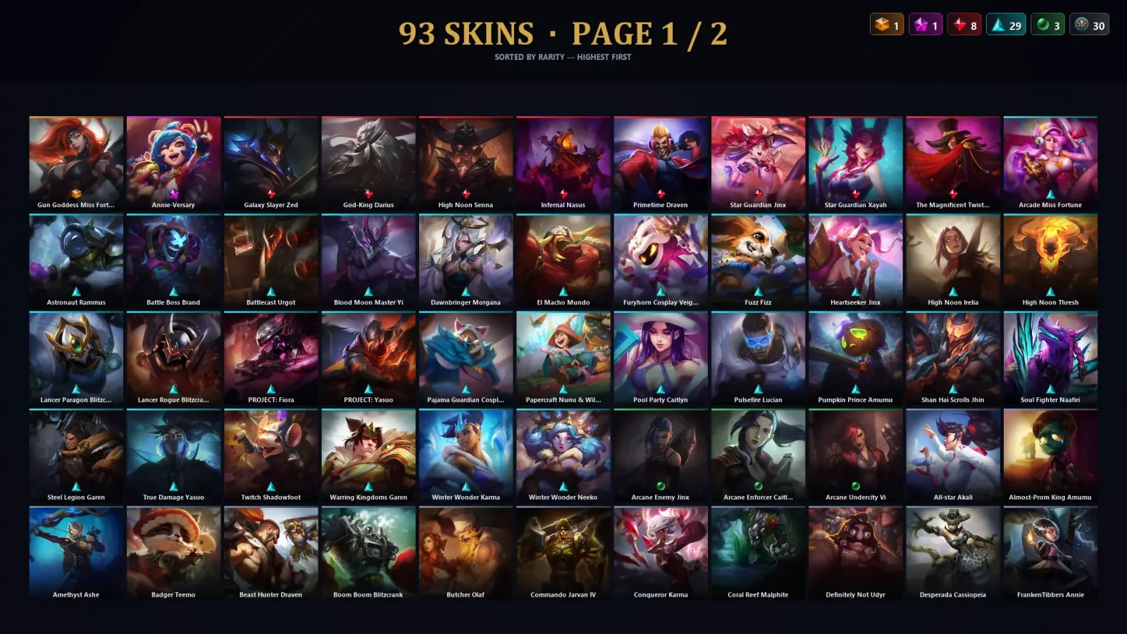 [LoL] | TR | Level 323 | 145 Champions | 93 Skins — LoL account