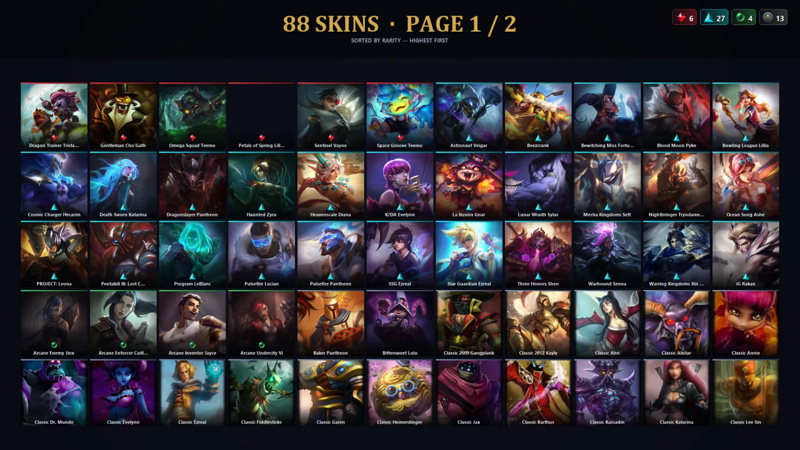 [LoL] | TR | Level 188 | Emerald III | 171 Champions | 88 Skins