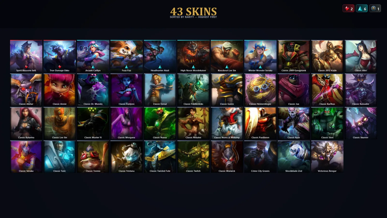 [LoL] | EUW | Level 35 | Silver III | 79 Champions | 43 Skins
