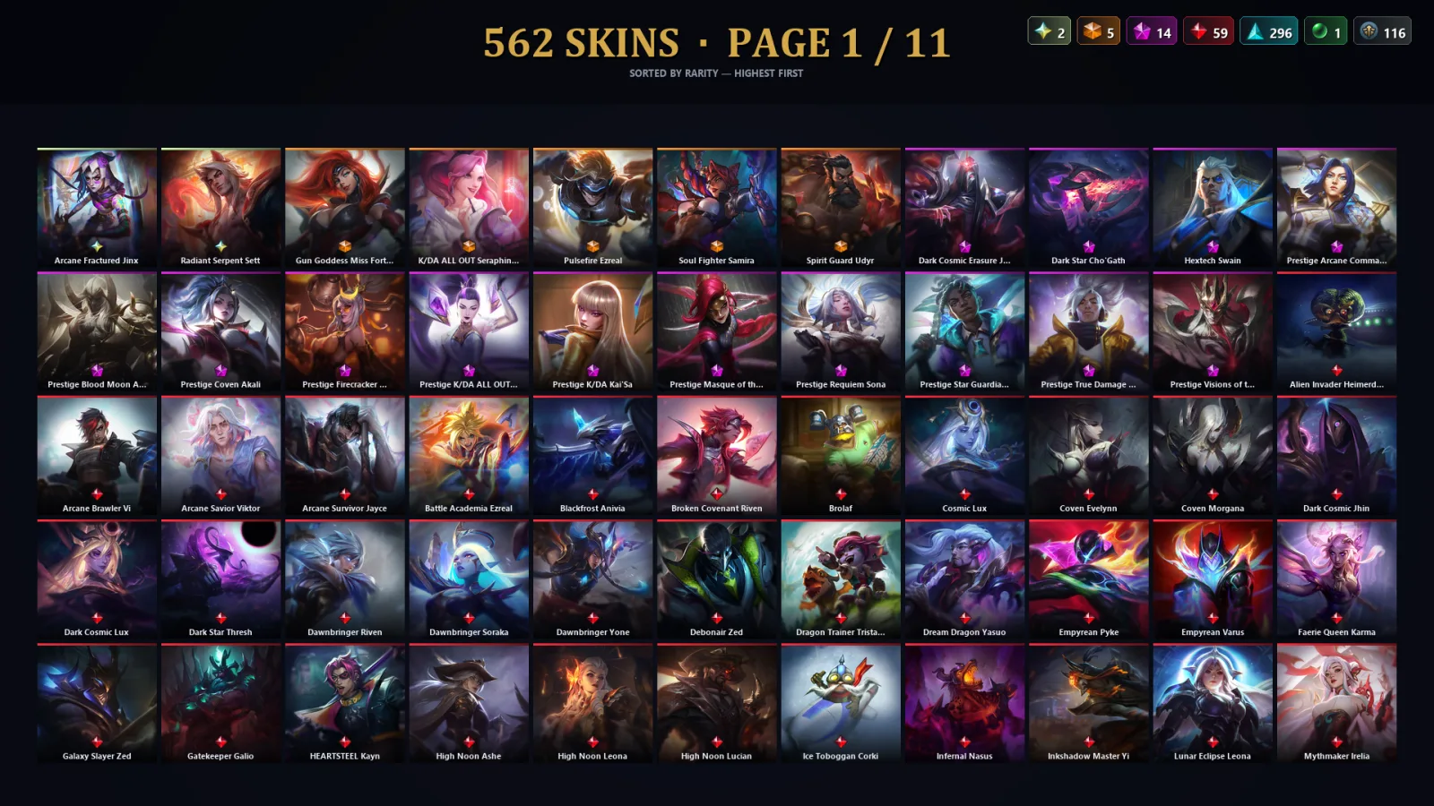 [LoL] | TR | Level 337 | Silver I | 172 Champions | 562 Skins