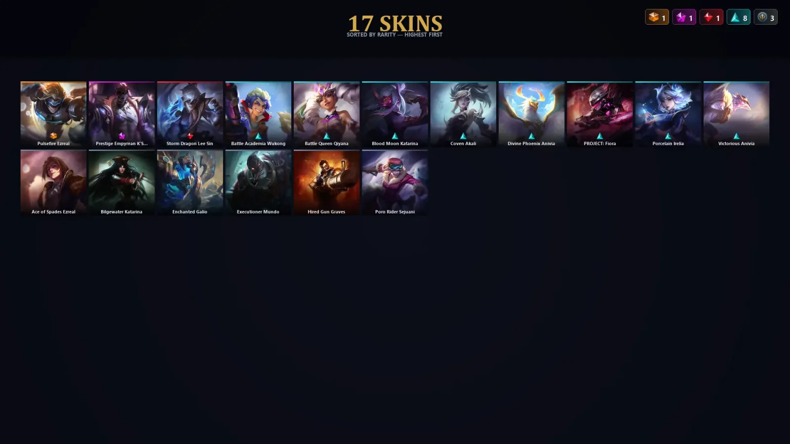 [LoL] | EUW | Level 59 | Platinum III | 75 Champions | 17 Skins — LoL account