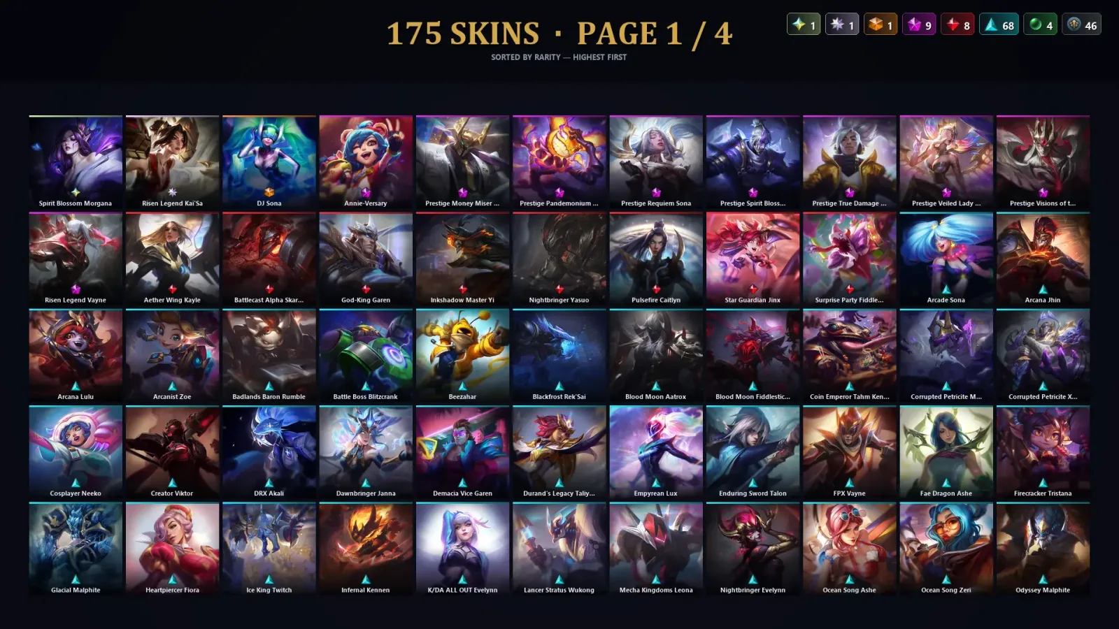 [LoL] | EUW | Level 409 | Gold I | 169 Champions | 175 Skins — LoL account
