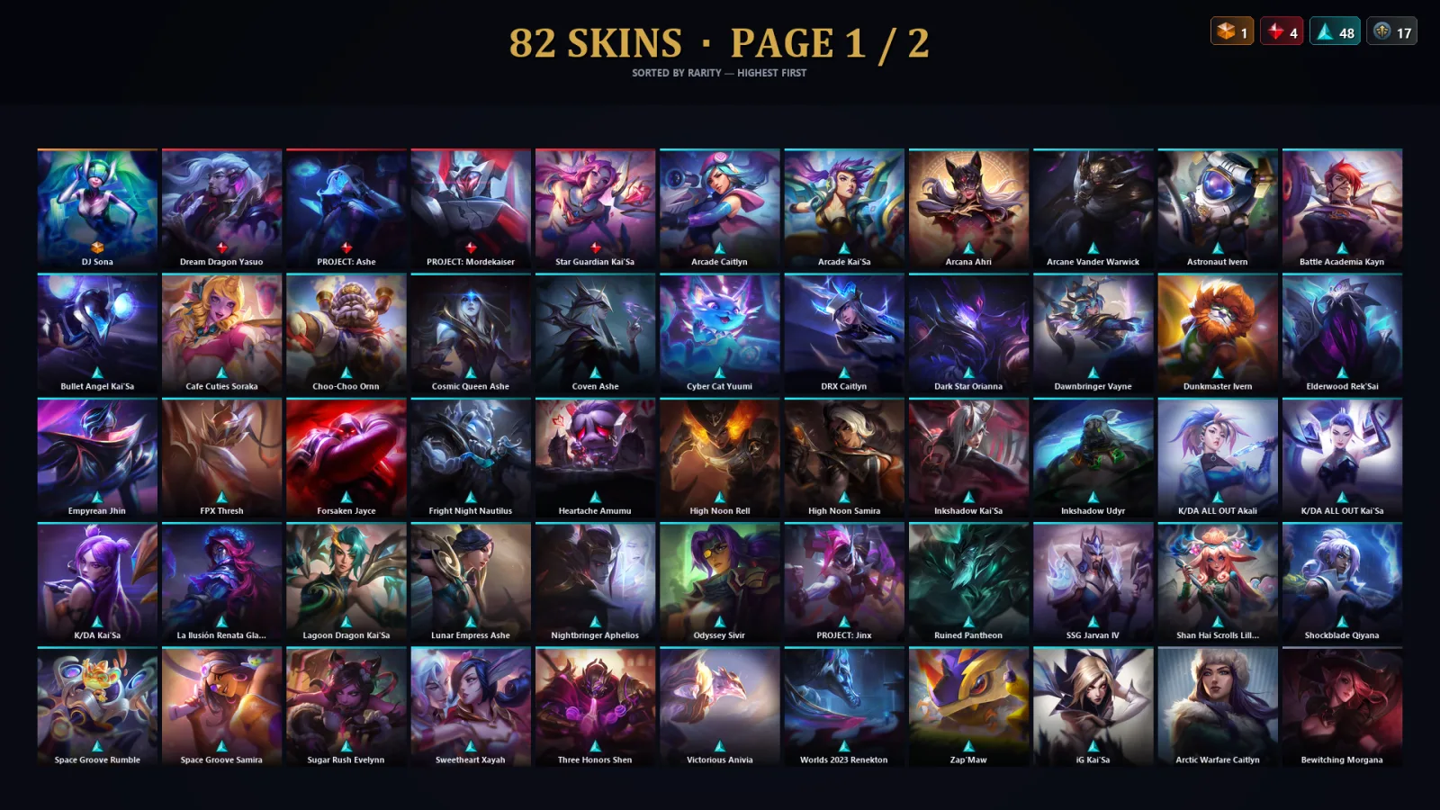 [LoL] | TR | Level 252 | Platinum III | 168 Champions | 82 Skins
