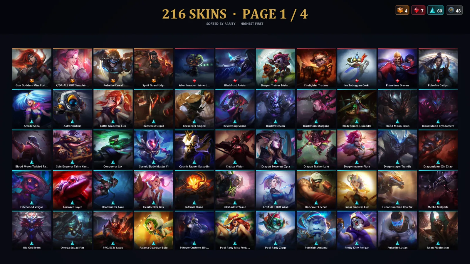 [LoL] | EUW | Level 275 | 158 Champions | 216 Skins
