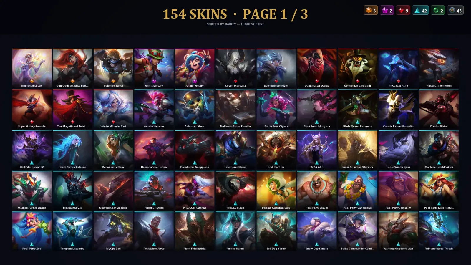 [LoL] | TR | Level 369 | 172 Champions | 154 Skins | 78,564 BE — LoL account