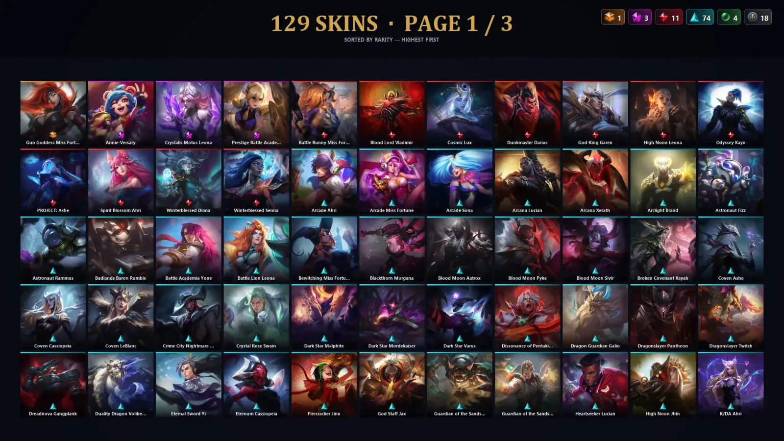 [LoL] | TR | Level 271 | 172 Champions | 129 Skins | 25,558 BE — LoL account
