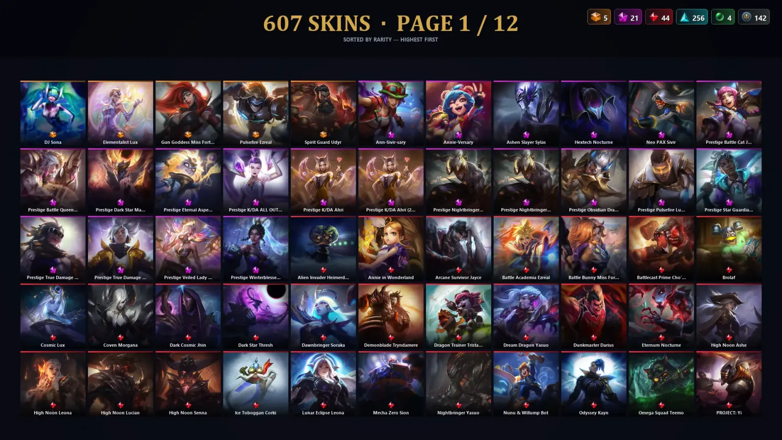 [LoL] | TR | Level 500 | Diamond II | 172 Champions | 607 Skins | 75,479 BE — LoL account