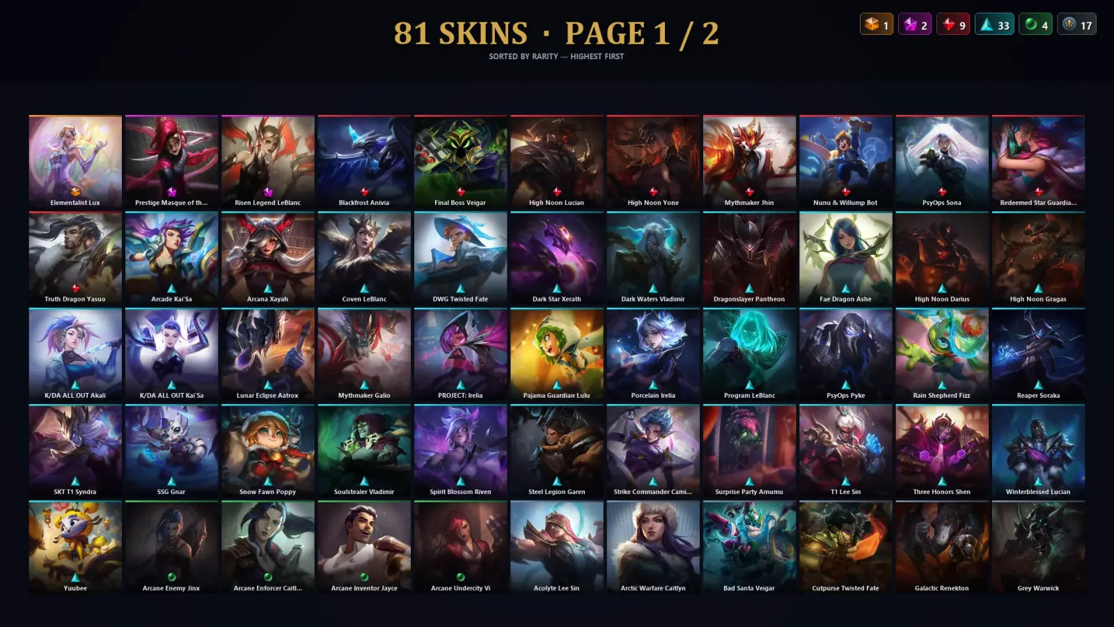 [LoL] | TR | Level 173 | Diamond I | 172 Champions | 81 Skins | 25,418 BE — LoL account