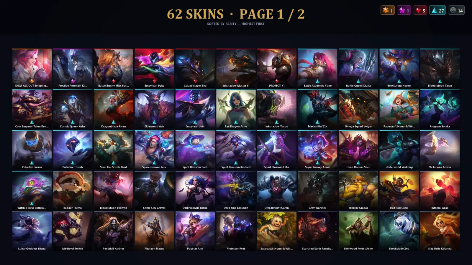 [LoL] | EUW | Level 30 | Master | 173 Champions | 62 Skins | 10,405 BE