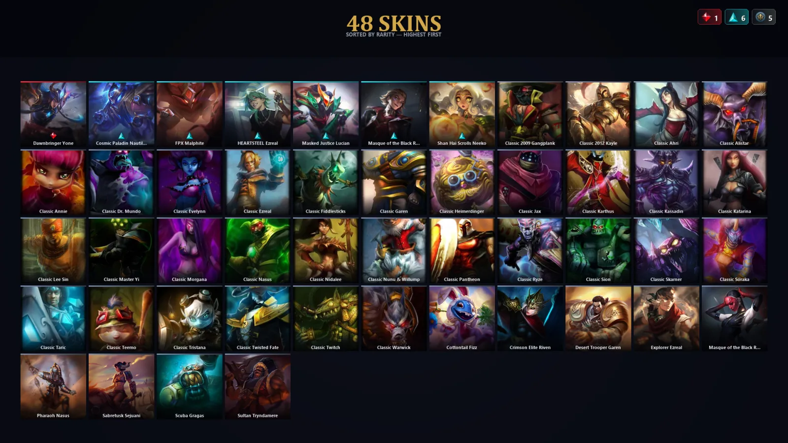 [LoL] | TR | Level 63 | 118 Champions | 48 Skins