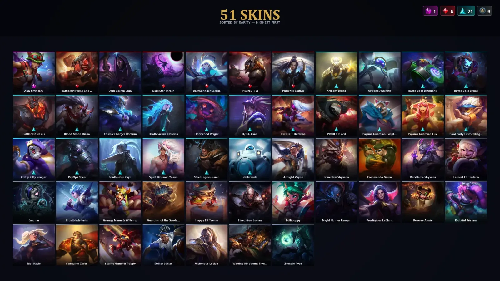 [LoL] | TR | Level 168 | 91 Champions | 51 Skins — LoL account
