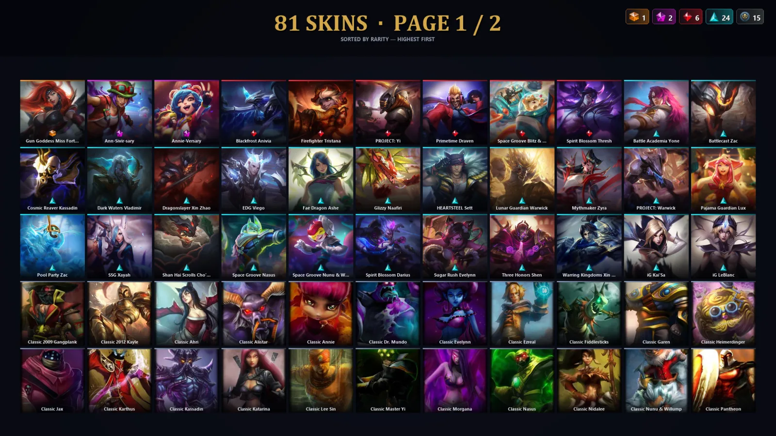 [LoL] | EUW | Level 58 | Gold IV | 107 Champions | 49 Skins | 15,234 BE
