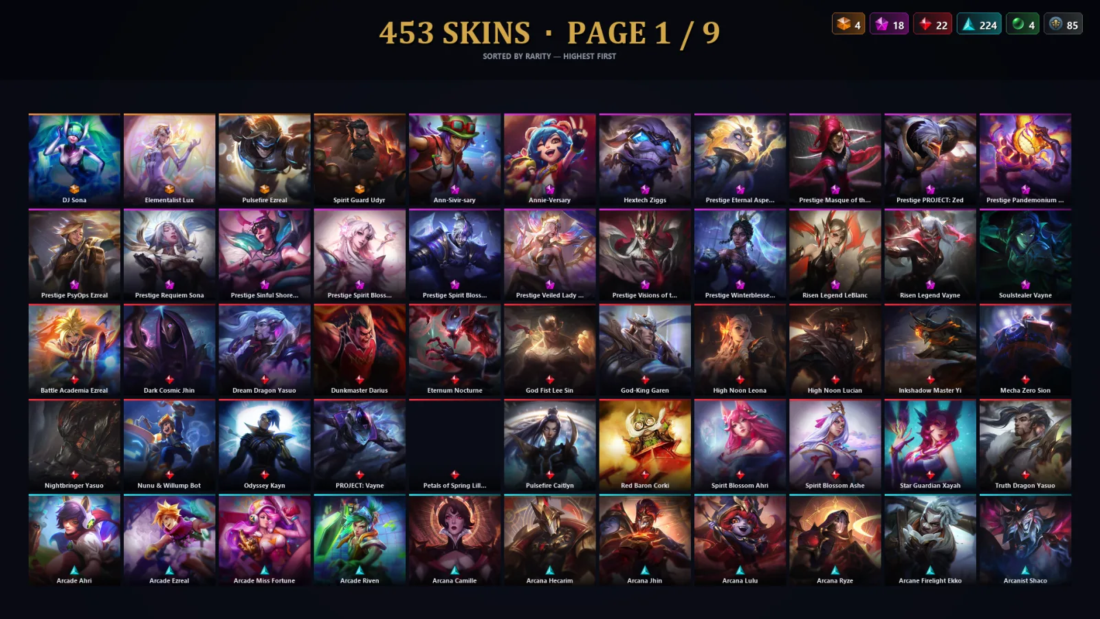 [LoL] | NA | Level 30 | 173 Champions | 453 Skins | 60,328 BE