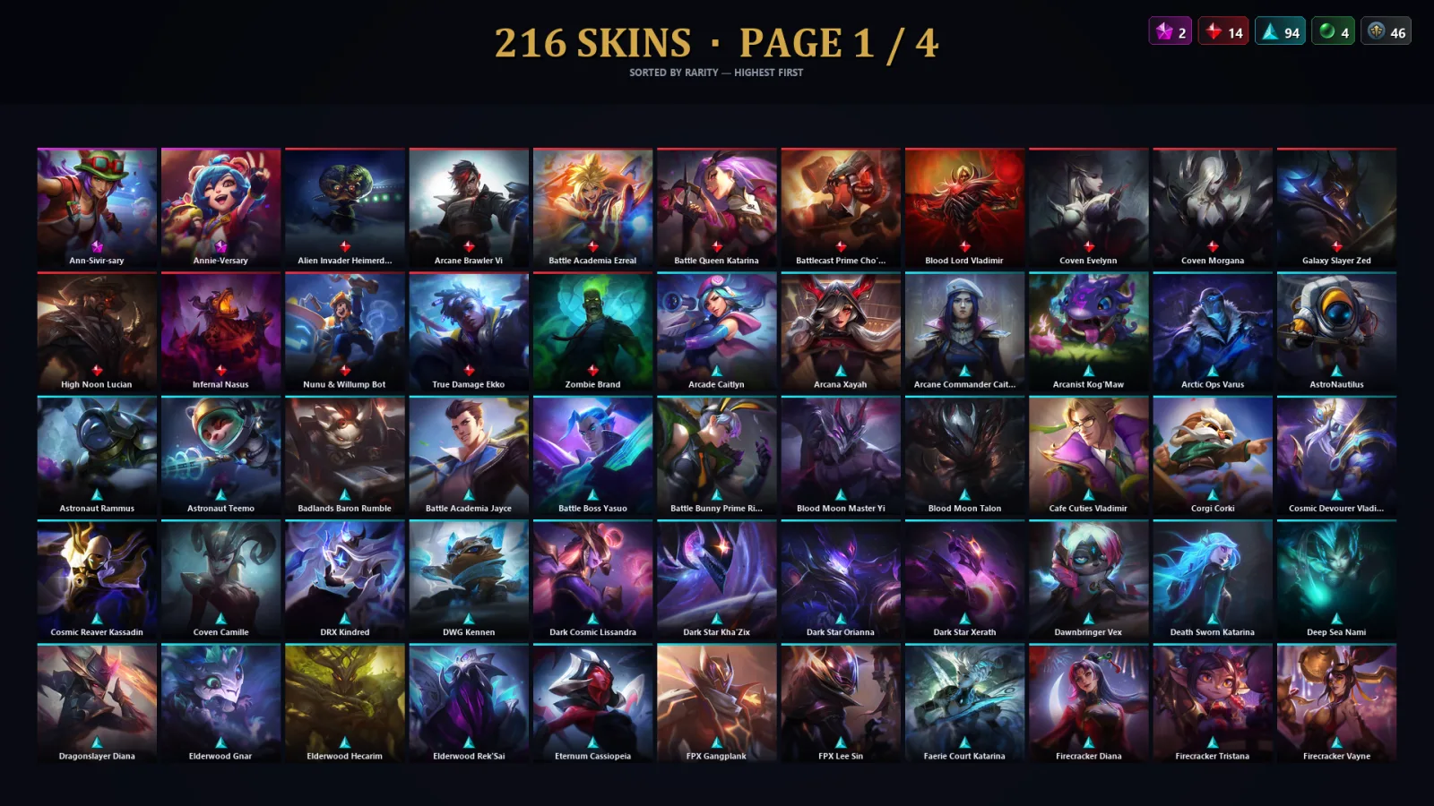 [LoL] | EUW | Level 500 | 173 Champions | 184 Skins | 48,239 BE