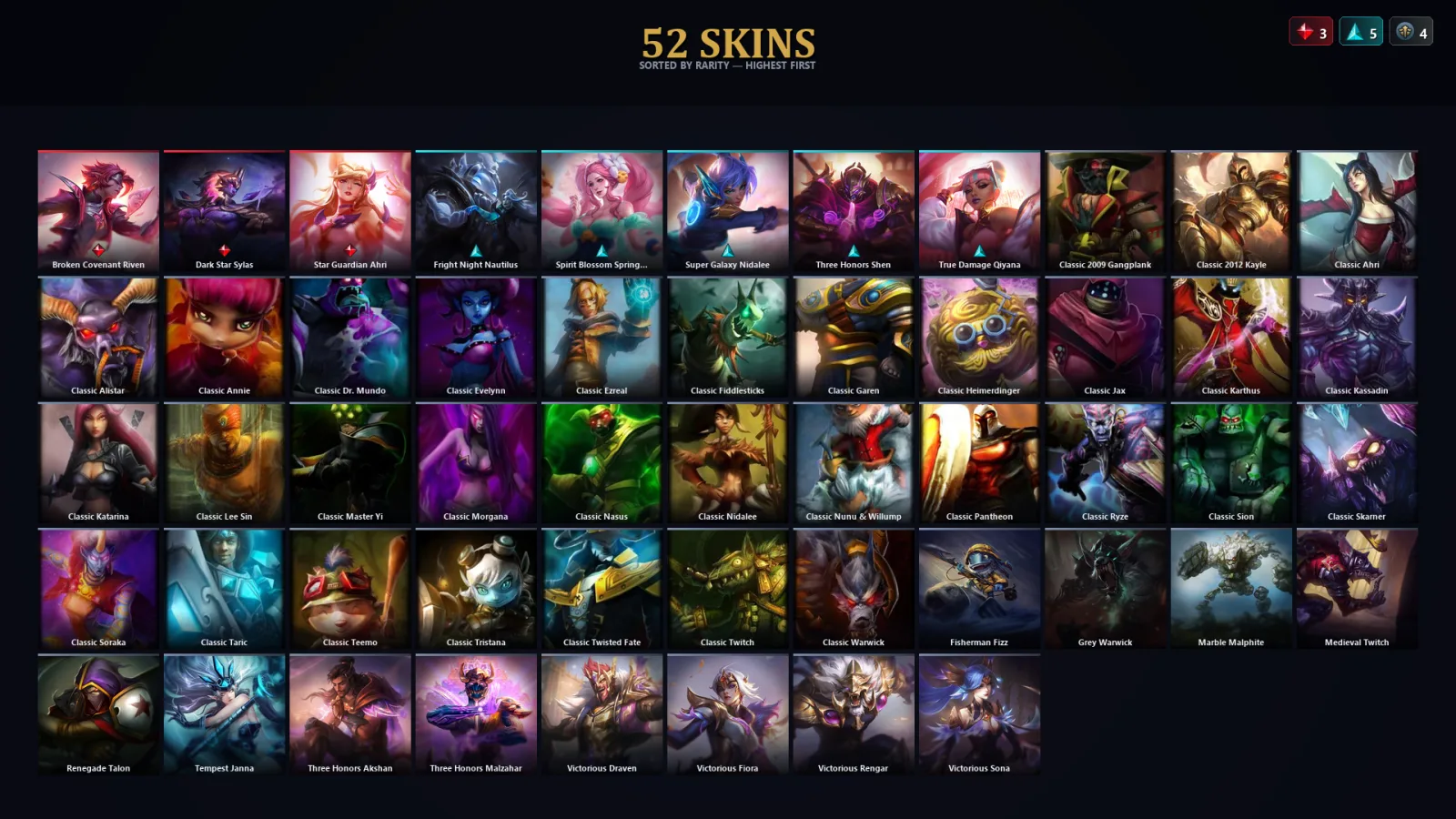 [LoL] | TR | Level 55 | Diamond II | 91 Champions | 52 Skins | 19,121 BE — LoL account