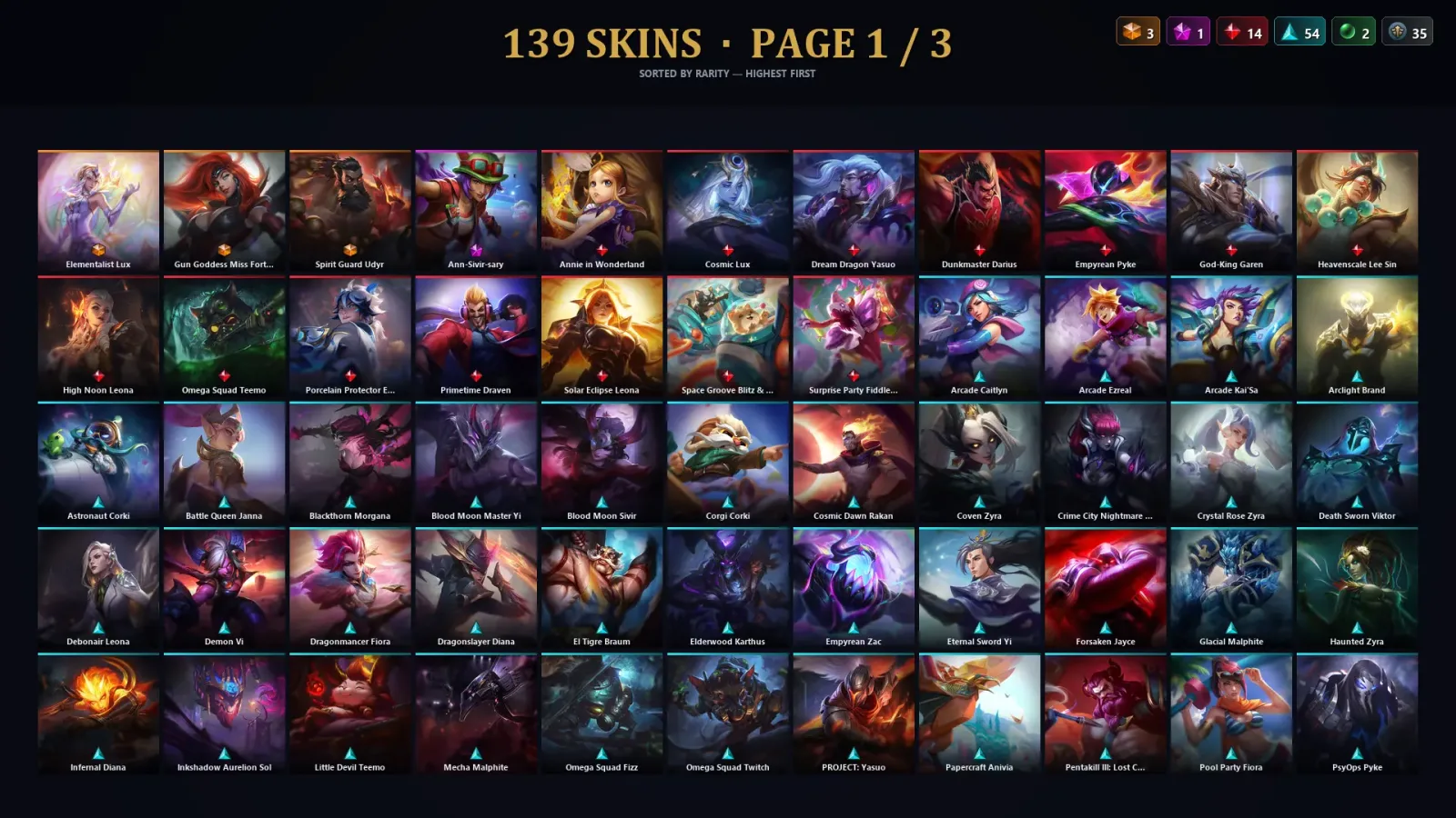 [LoL] | TR | Level 300 | Bronze IV | 165 Champions | 139 Skins | 119,435 BE